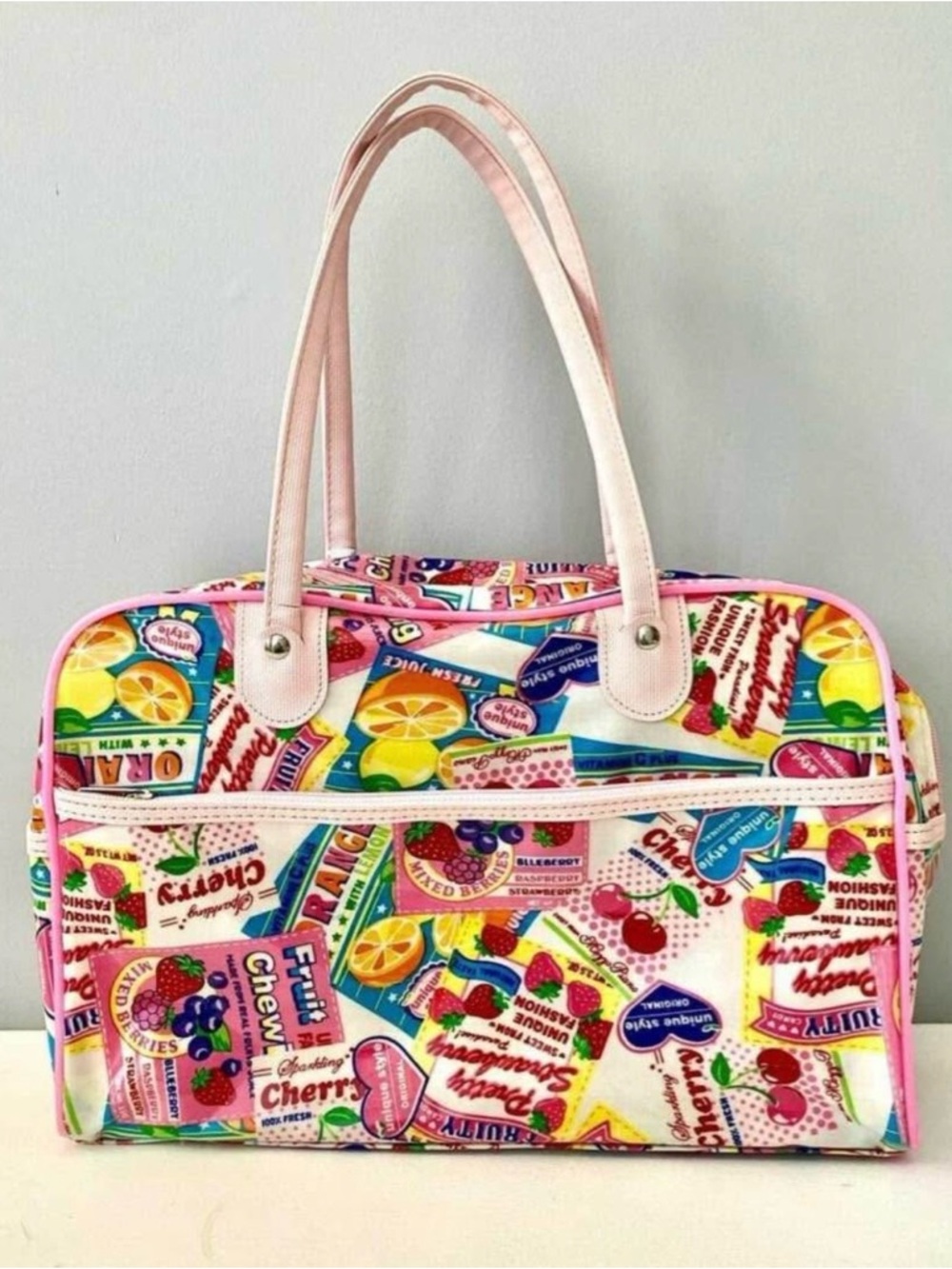Retro Summer Vibes Fun Candy Fruit Themed Totebag